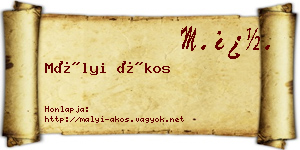Mályi Ákos névjegykártya